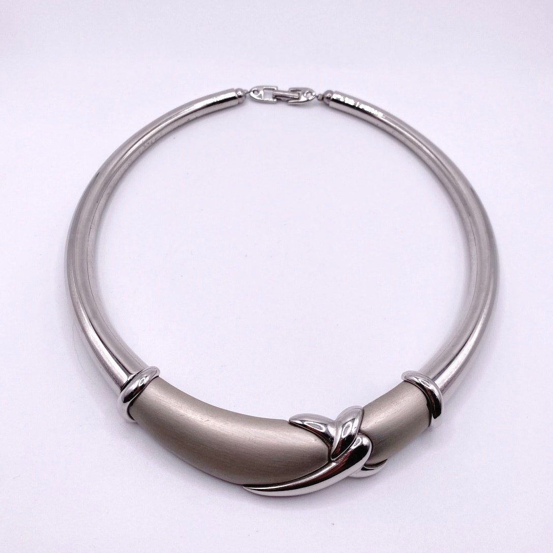 Napier Vintage Bib Necklace Silver Tone 16”