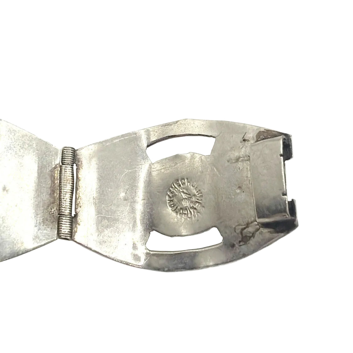 Hecho en Mexico Sterling Silver And Faux Turquoise Vintage Hinged Bracelet 7”