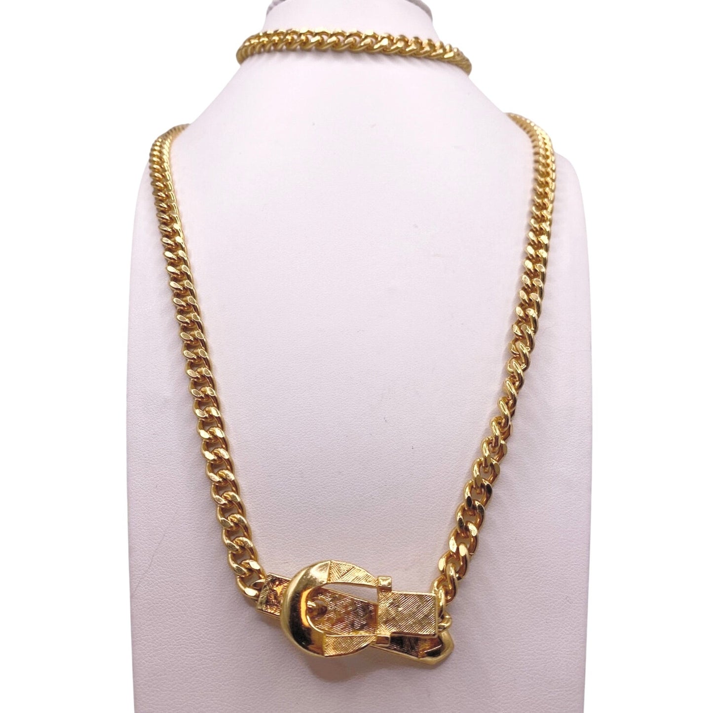 Vintage Necklace Belt Clasp Retro Long Chain 28”