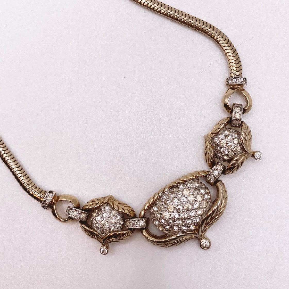 Vintage Jomaz Laurel Designs White Rhinestones Accented  Necklace