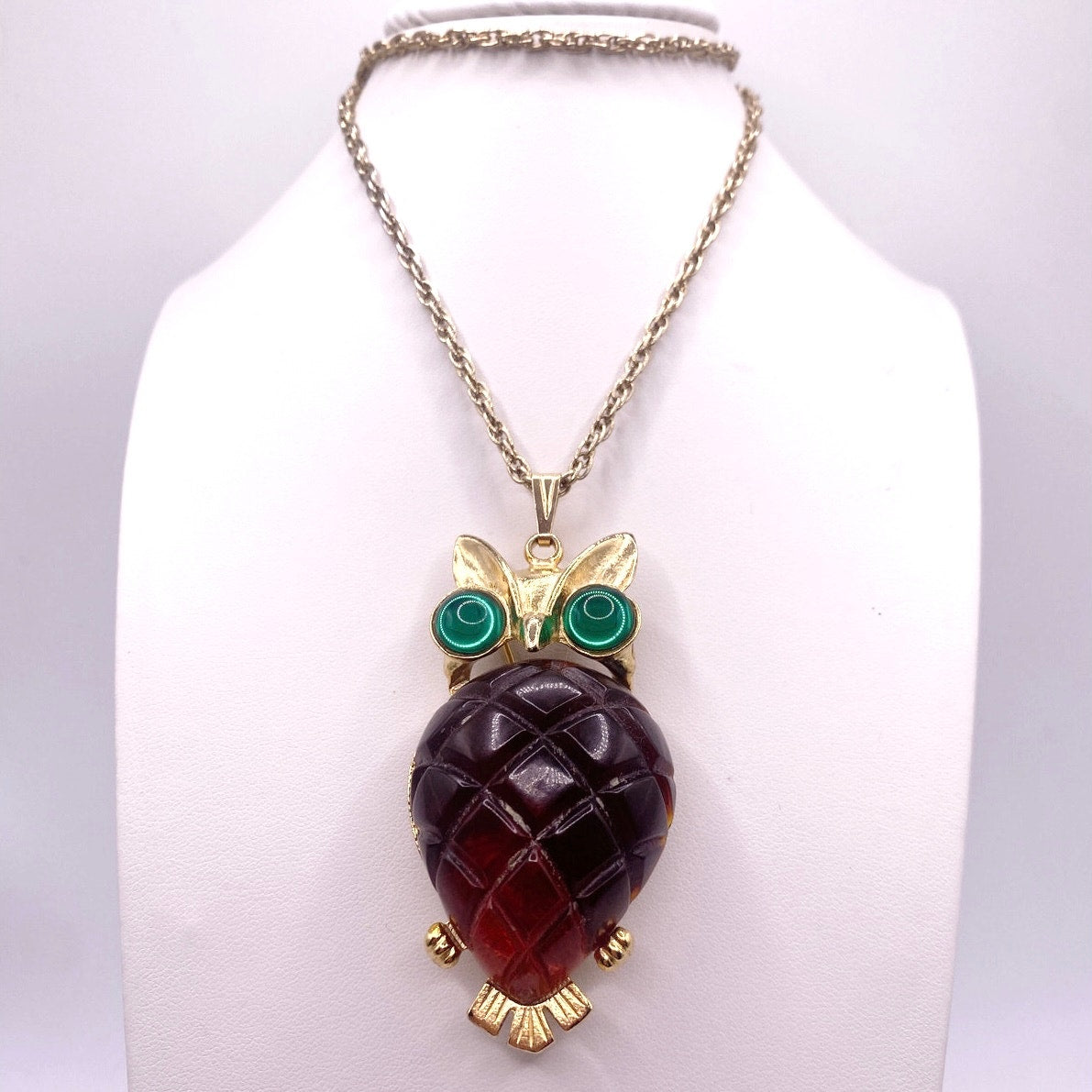 Corocraftmam Jelly Belly Owl Pendant Brooch Unsigned