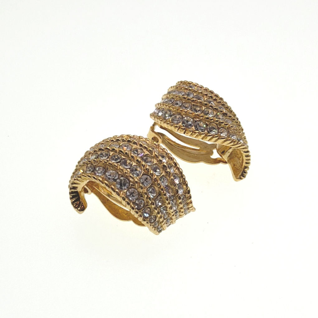Vintage Signed Jarin Clip On Earrings Swarovski Crystals
