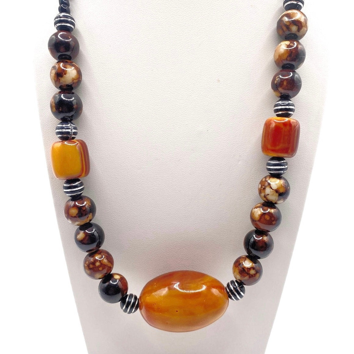 Vintage lucite Necklace Warm Tones
