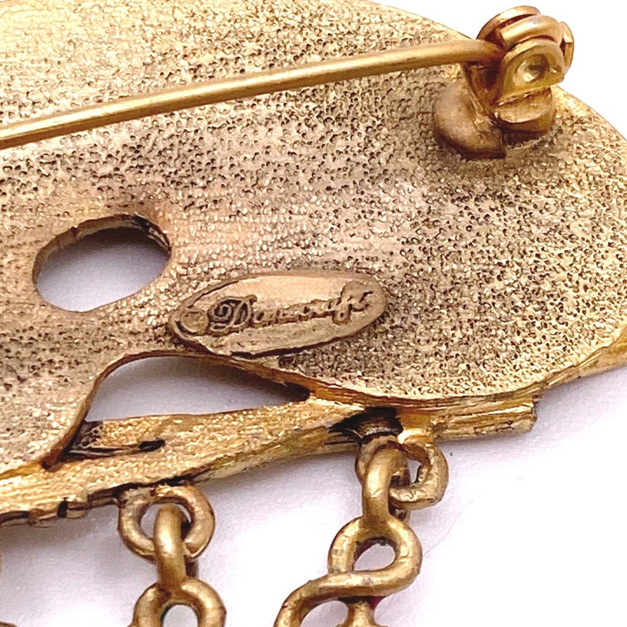 Vintage Danecraft Gold -Tone Artist Pallet Brooch Pin