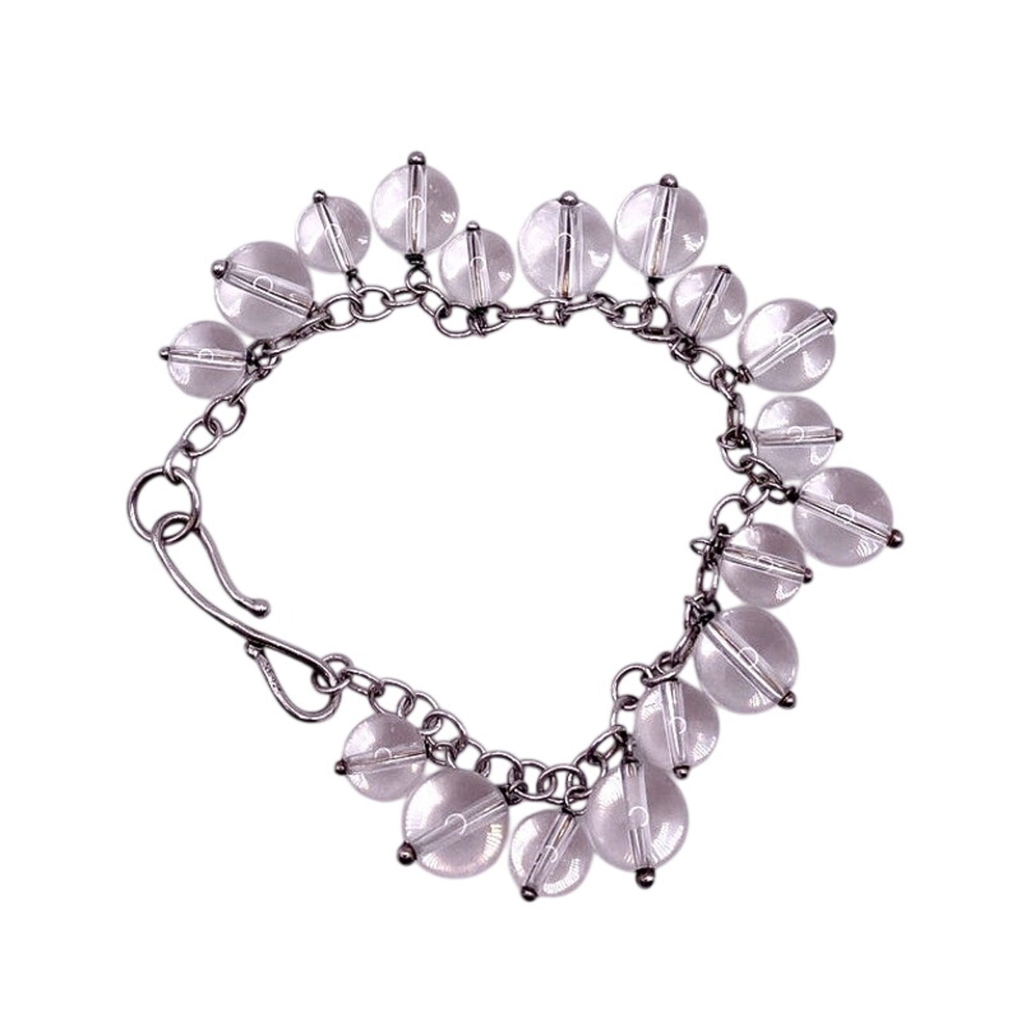 Vintage Sterling Silver and Quartz Crystal Bracelet Charms 7.5”