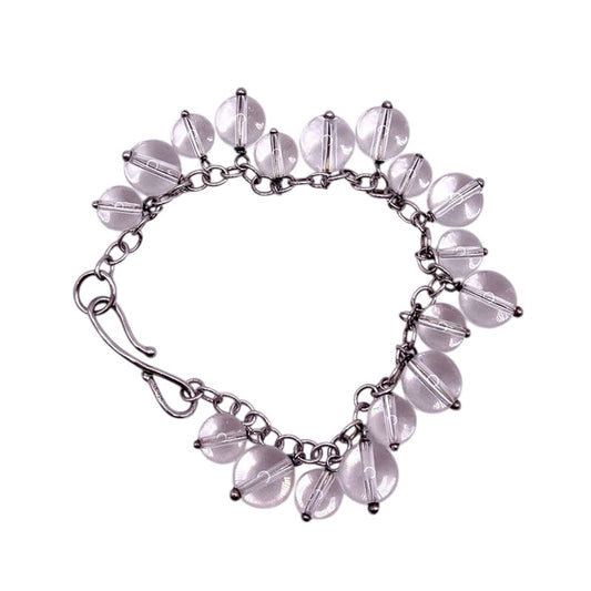 Vintage Sterling Silver and Quartz Crystal Bracelet Charms 7.5”