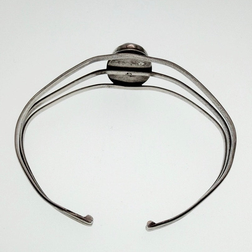 Larimar Stone and Sterling Silver Open Cuff Bracelet 6”