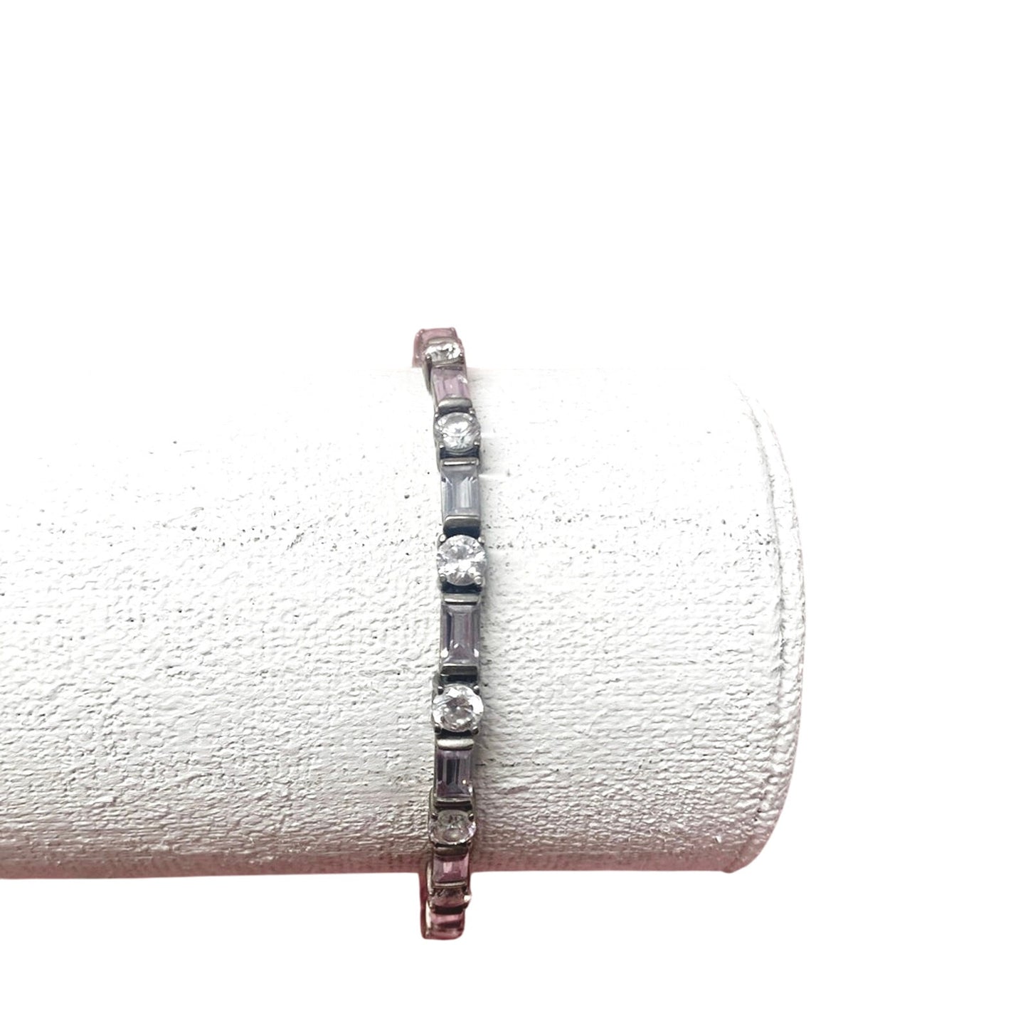 VTG St Silver Bracelet Lavender Baguette CZ Size 7