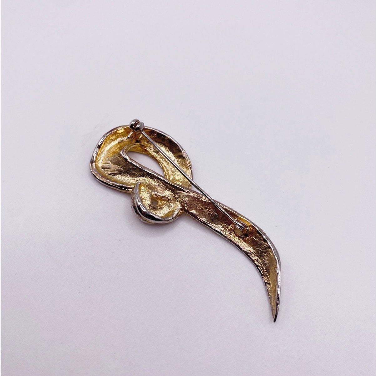 Vintage Gold Tone Abstract Swirl Brooch Large 3”