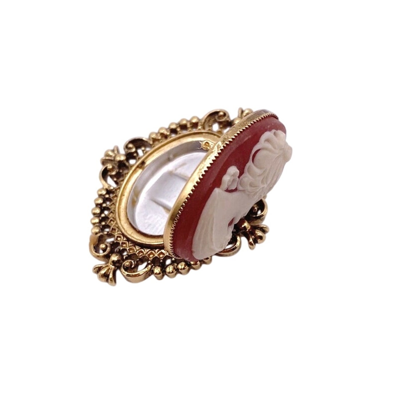 Avon Vntg Cameo Brooch in Solid Perfume Box