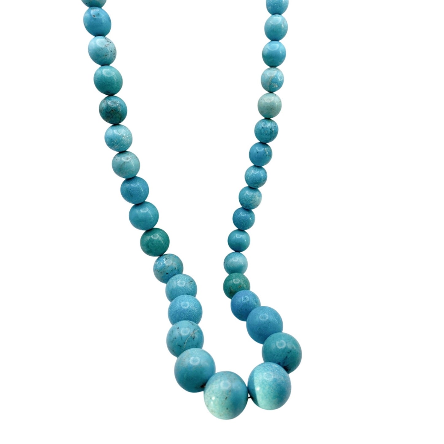 Sleeping Beauty Turquoise Extra Long Necklace 28” With Sterling Silver Closure