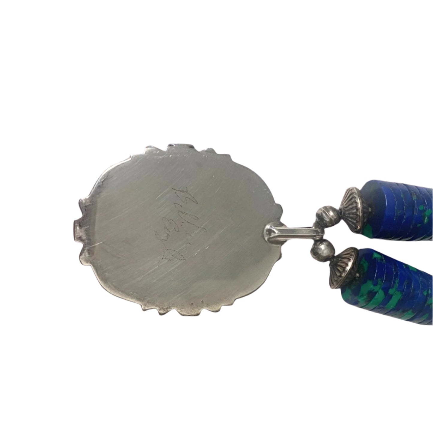 Navajo Billie Eagle Azurite Malachite St Silver Necklace