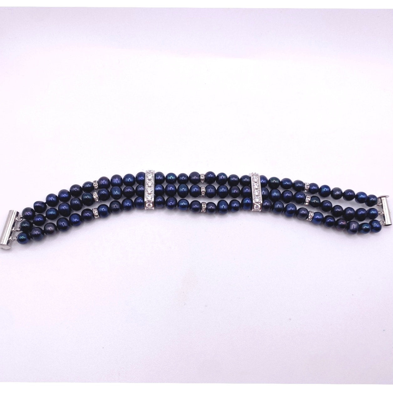 Danbury Mint Midnight Spell Cultured Pearls 925 Silver Set Bracelet and Necklace