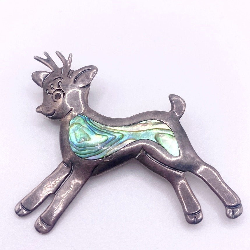 Sterling Silver Taxco Reindeer Brooch