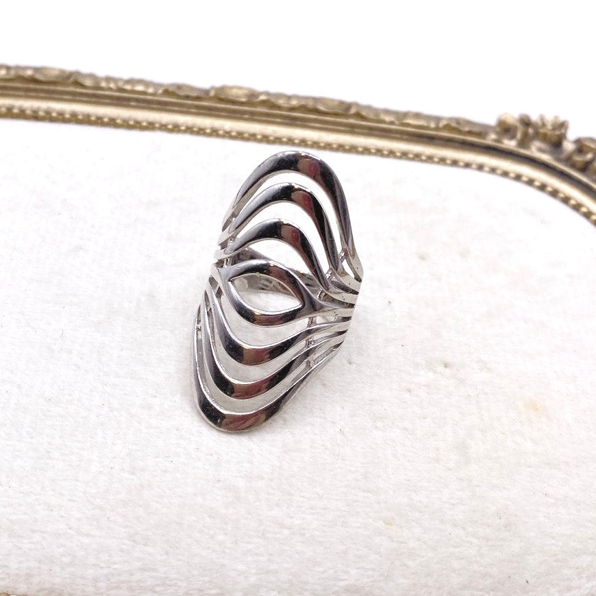 Sterling Silver Statement Modernist Ring Size 7