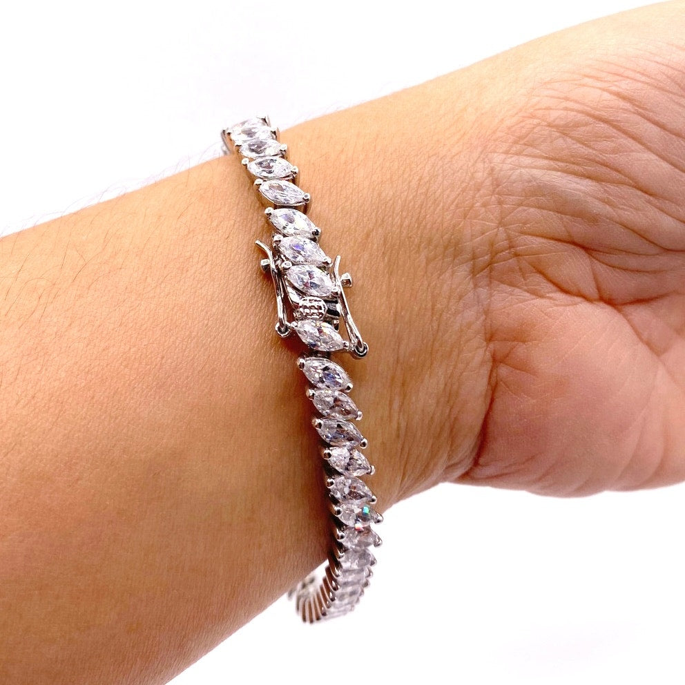 Dazzling Ice CZ Over Rhodium Tennis Bracelet