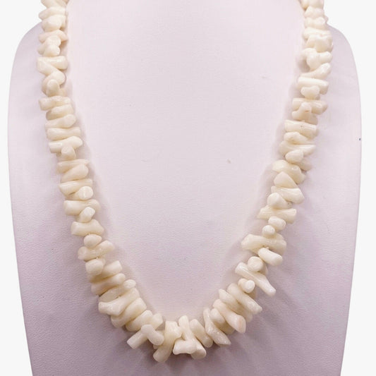 Vintage White Coral Necklace 16” long