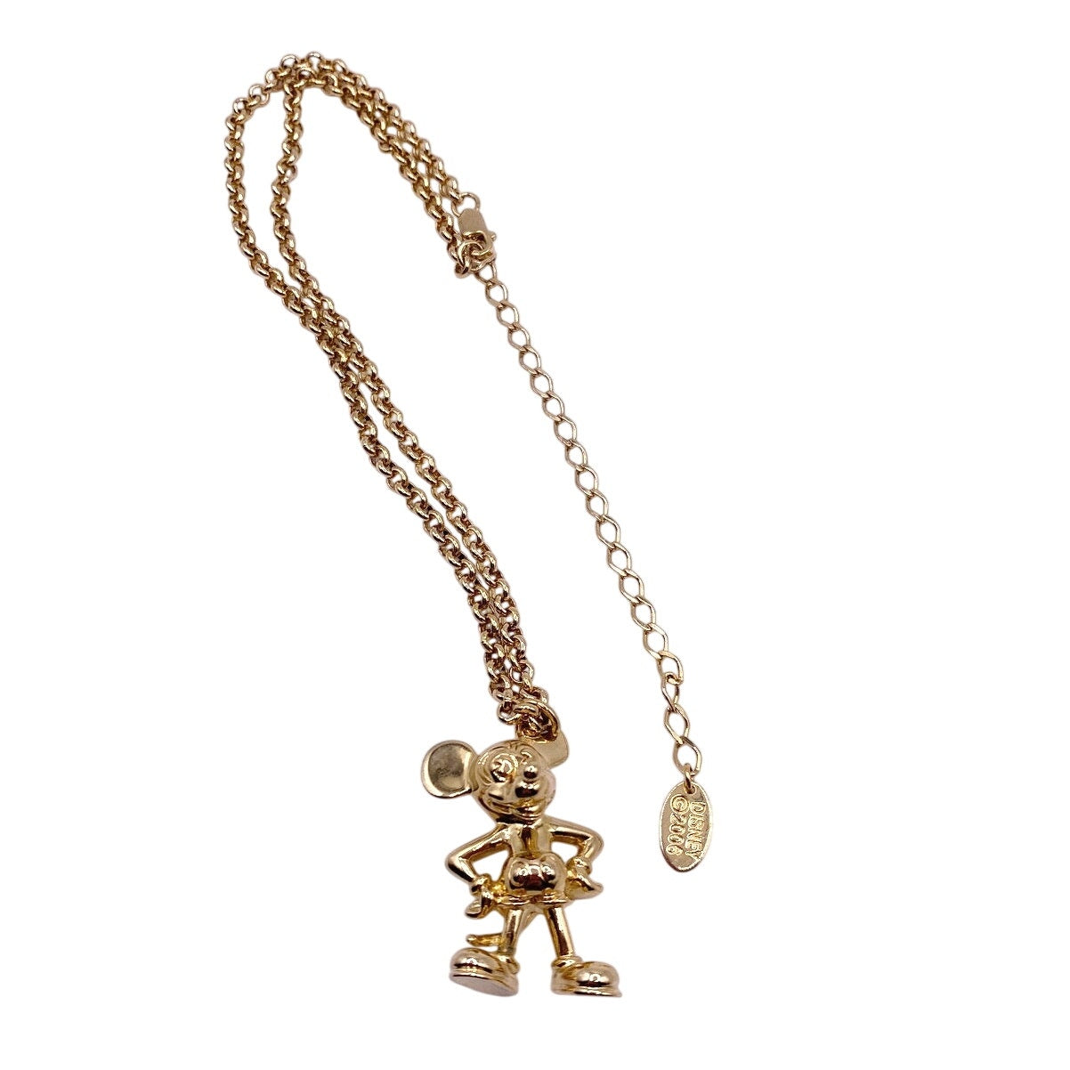 Vntg Mickey Sterling Silver Gold Plated Necklace 17” With Extension 4” Signed