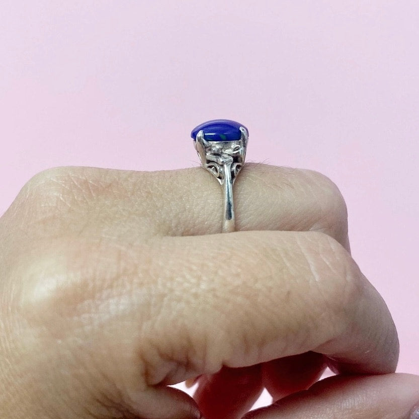 Navajo St Silver and Azurite Malachite Ring