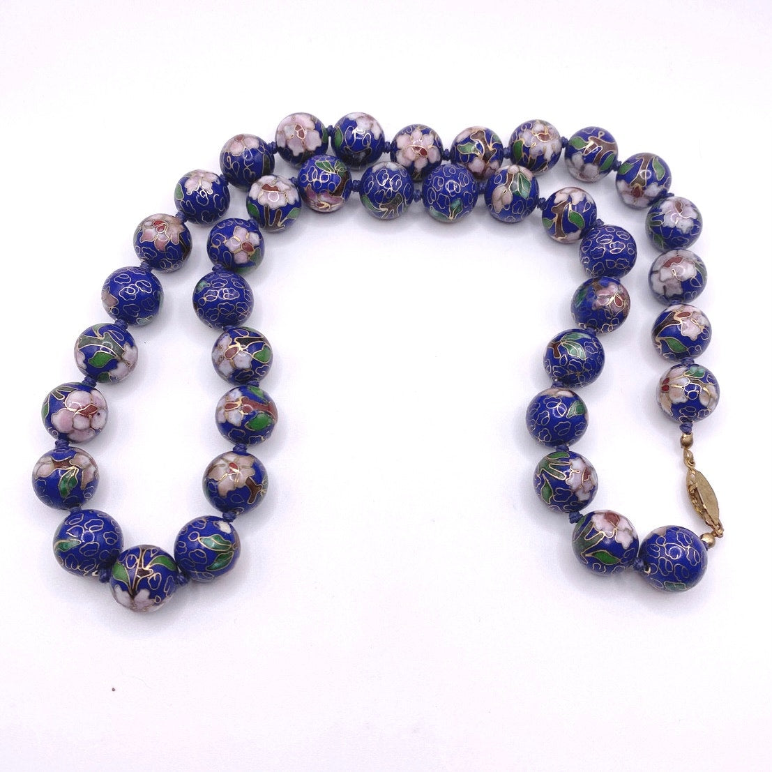 Vintage Chinese Cloisonné 8cm Beads Necklace 24”