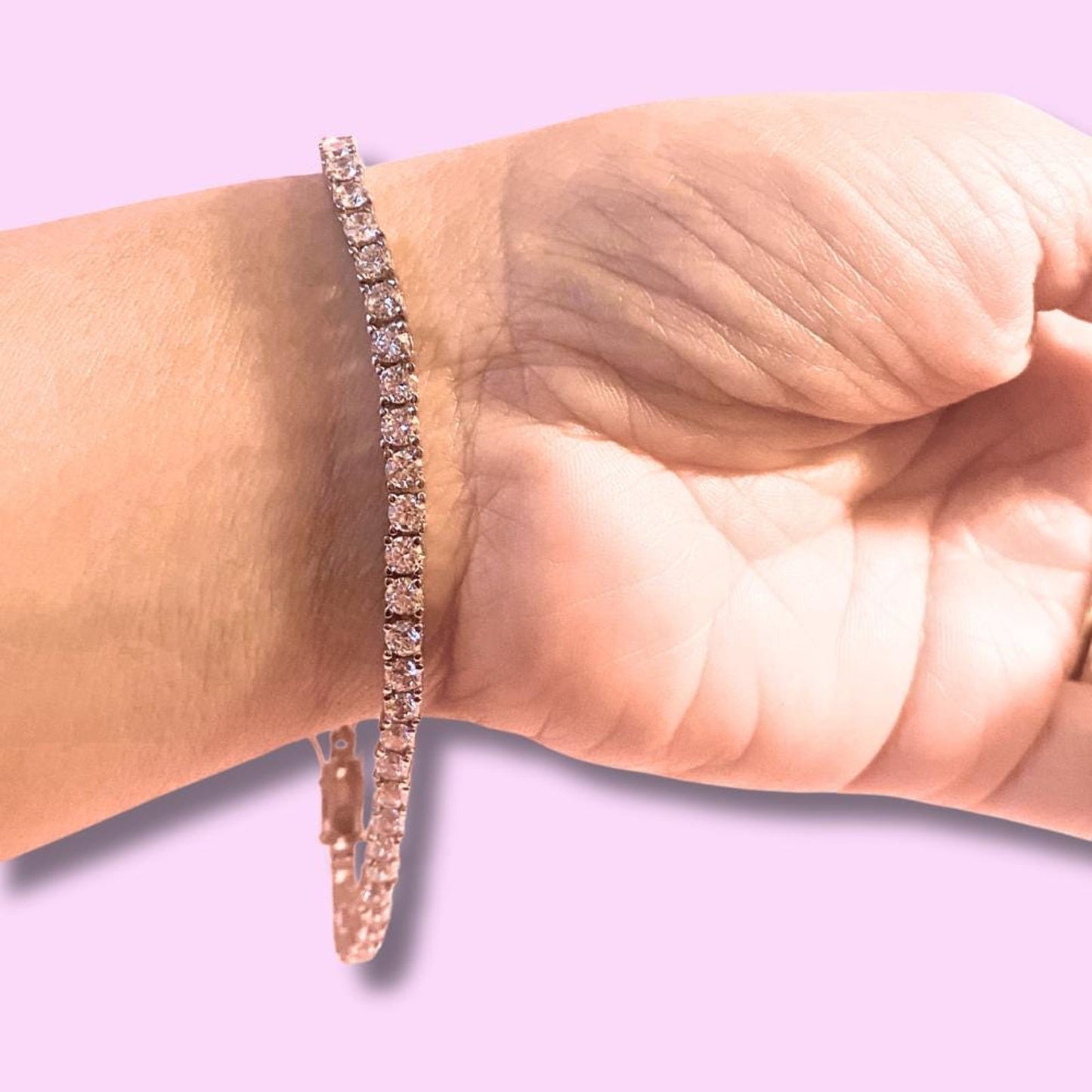 CZ St Silver Tennis Style Bracelet