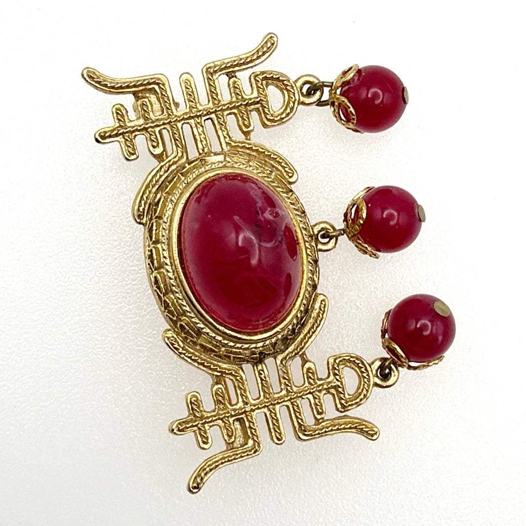Vintage Neon Pink Lucite Bar Brooch