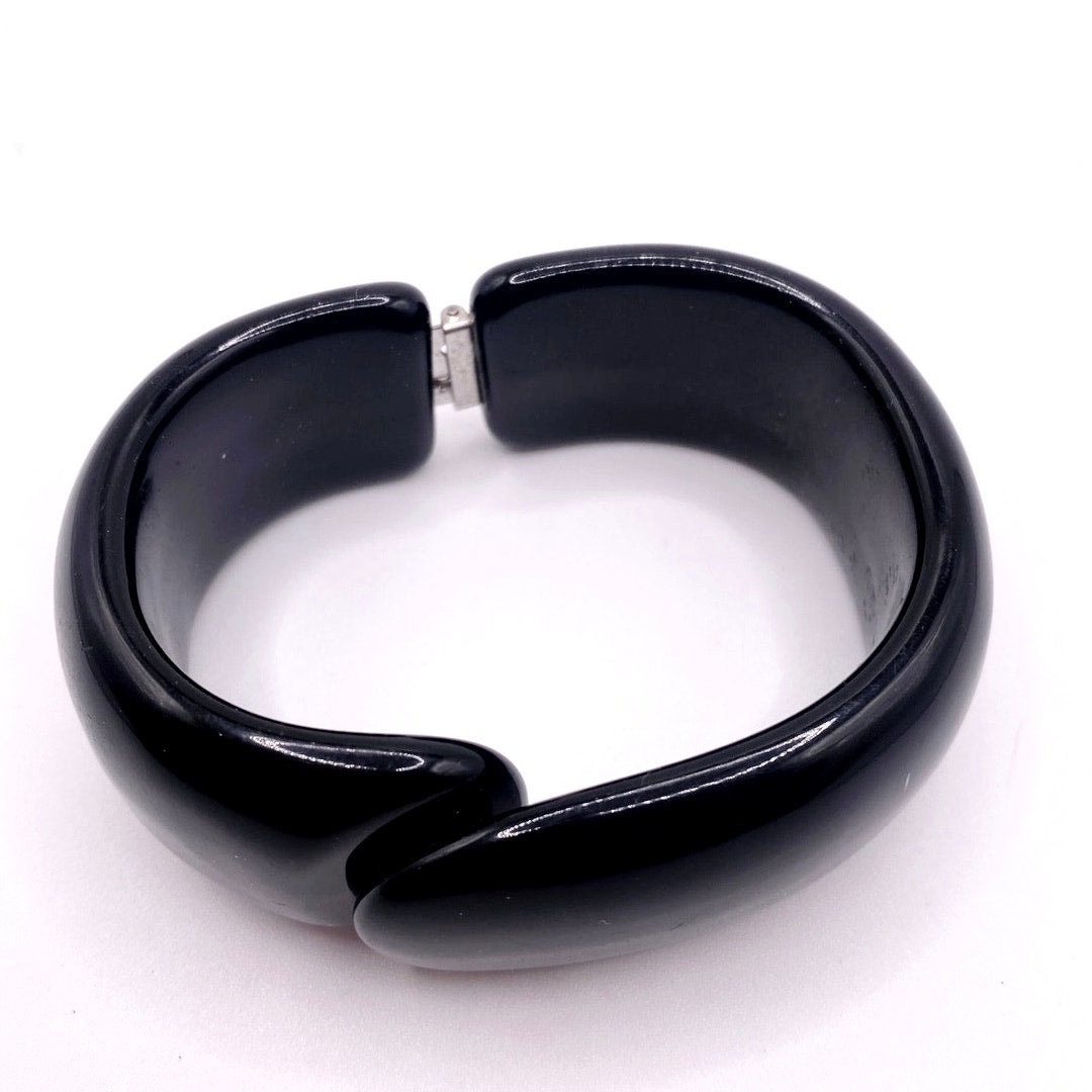 Vintage Black Lucite Cuff Bracelet Size 7
