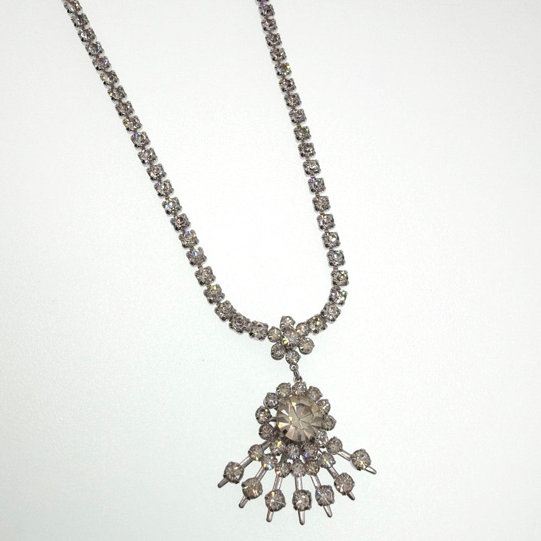 Art Deco Style Necklace 14” Vintage Rhinestones