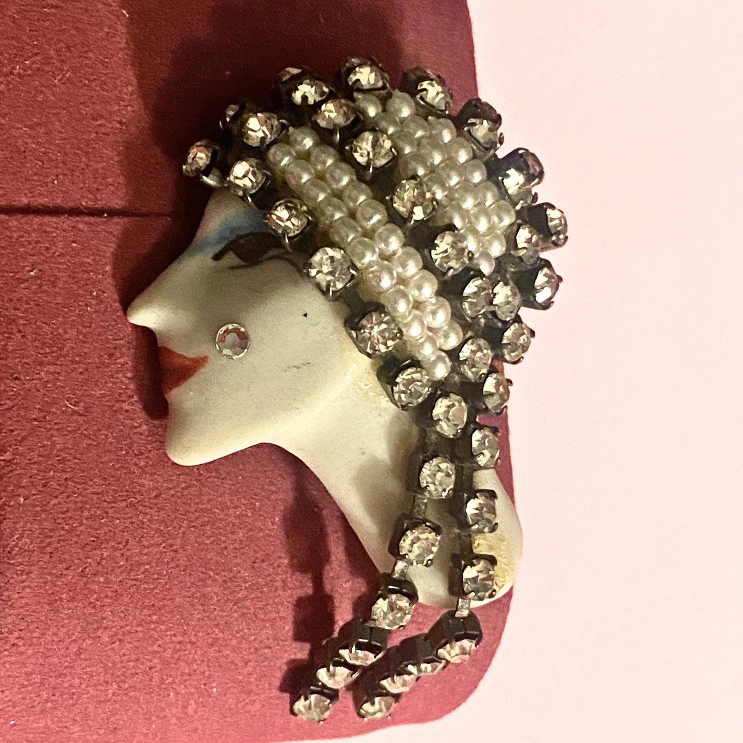 VTG Porcelain Face Brooch Original By Elvira and Jackie