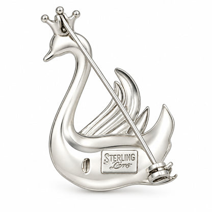 Sterling Silver Lang Signed Swan Brooch 1.5”