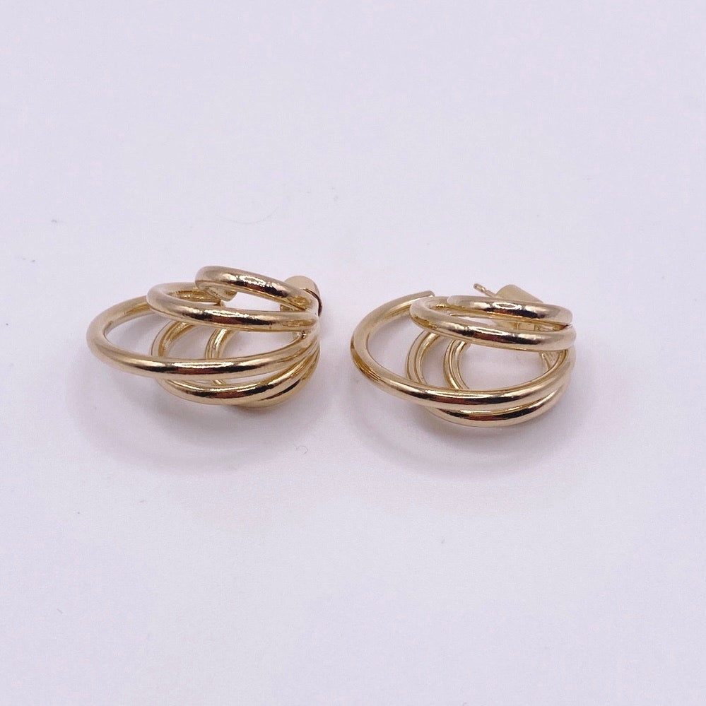 Jennifer Fisher Triple Lilly Hoops 14k Solid Gold Posts