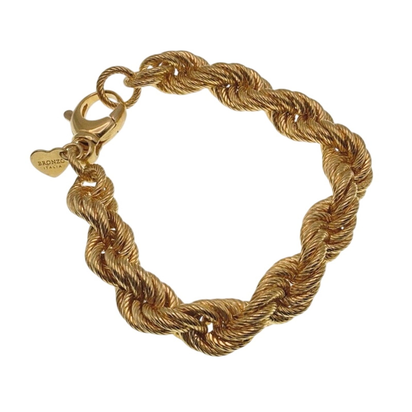 Milor Bronze Italy Chunky Twisted Chain Bracelet Size 7.5
