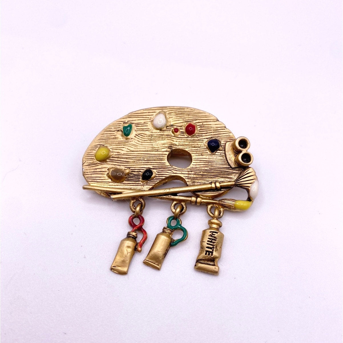 Vintage Danecraft Gold -Tone Artist Pallet Brooch Pin