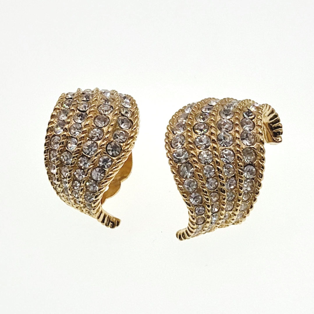 Vintage Signed Jarin Clip On Earrings Swarovski Crystals