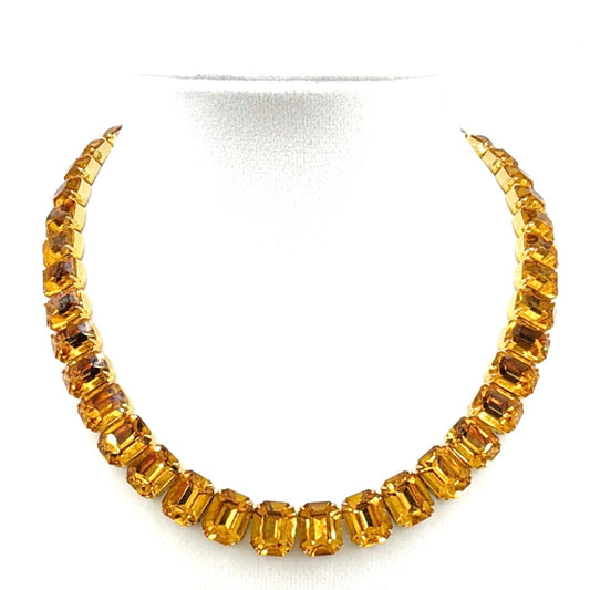 Kramer Of New York Citrine Rhinestones Riverie Collar Necklace 16”