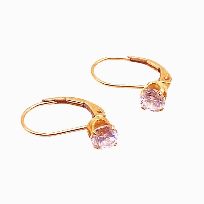 14k Laverback Earrings with CZ Crystal
