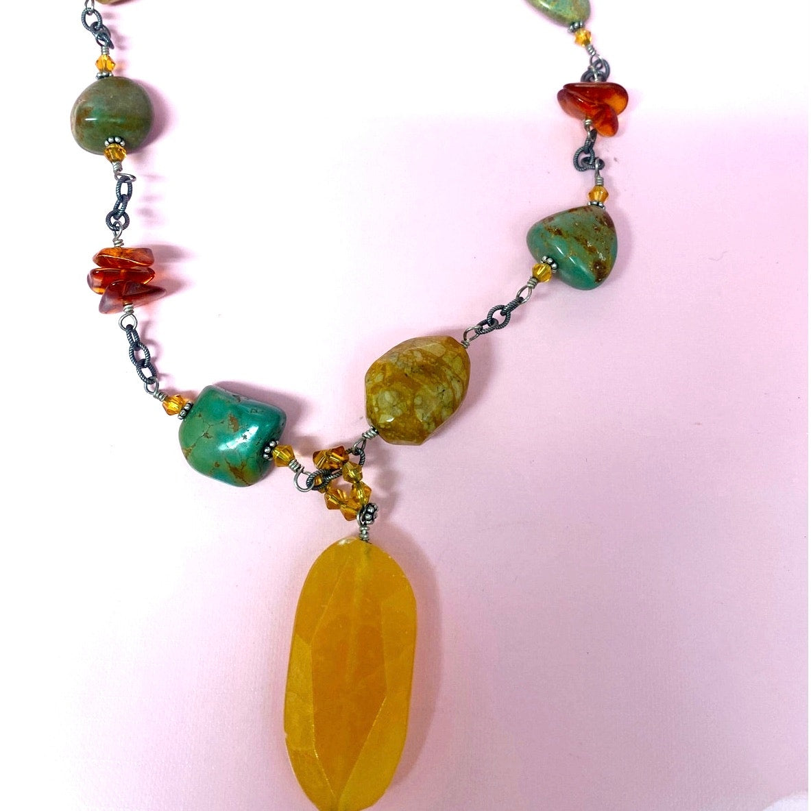 Silpada St Silver Necklace Amber and Jasper
