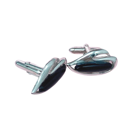 Vintage Swank Cufflinks Silver and Black