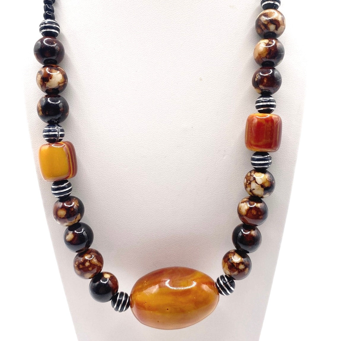 Vintage lucite Necklace Warm Tones