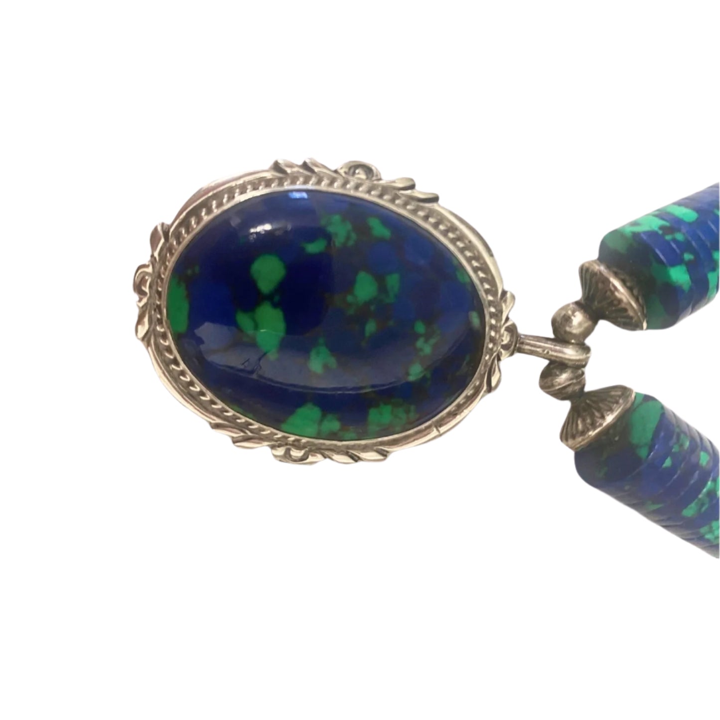 Navajo Billie Eagle Azurite Malachite St Silver Necklace