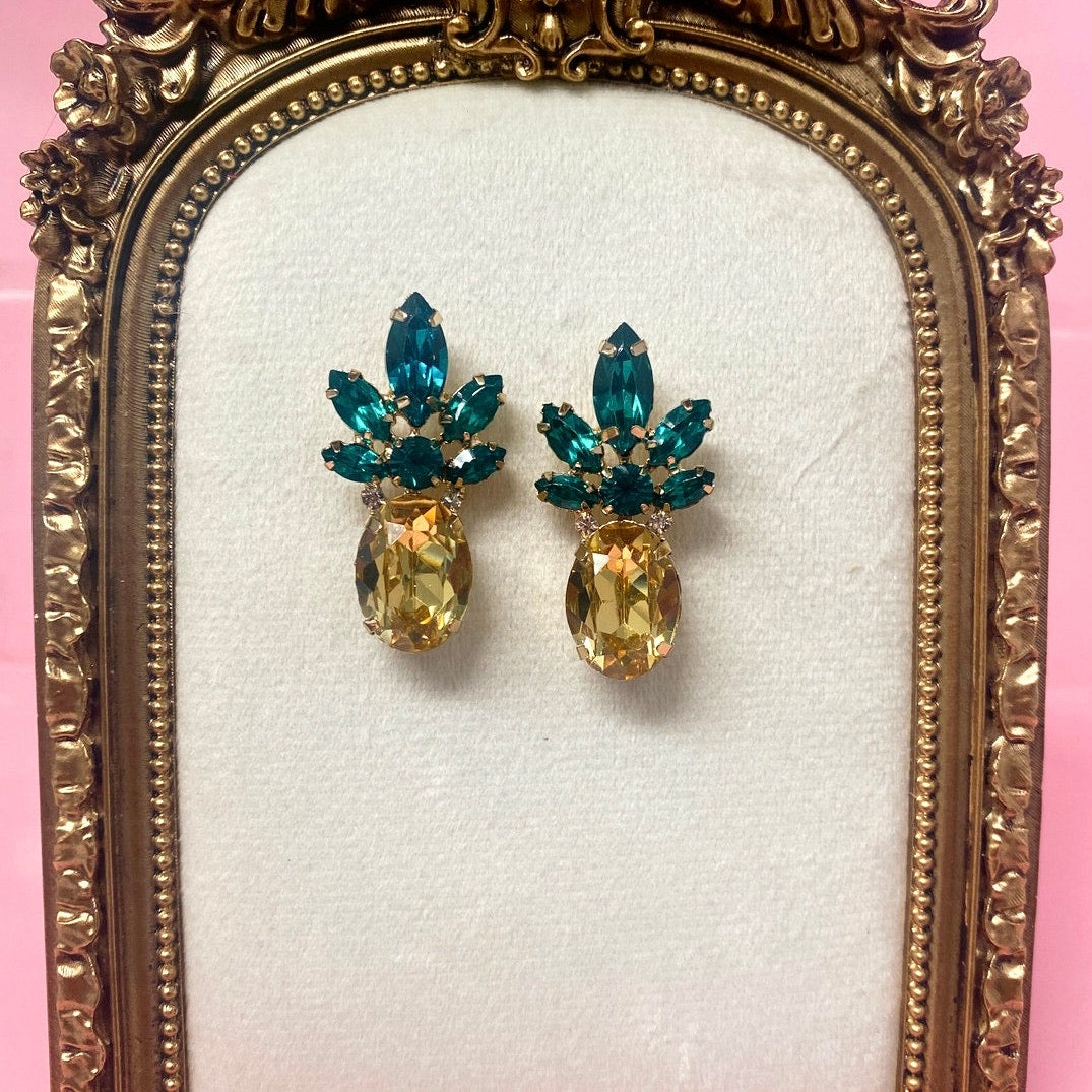 Pineapple Rhinestone Stud Earrings