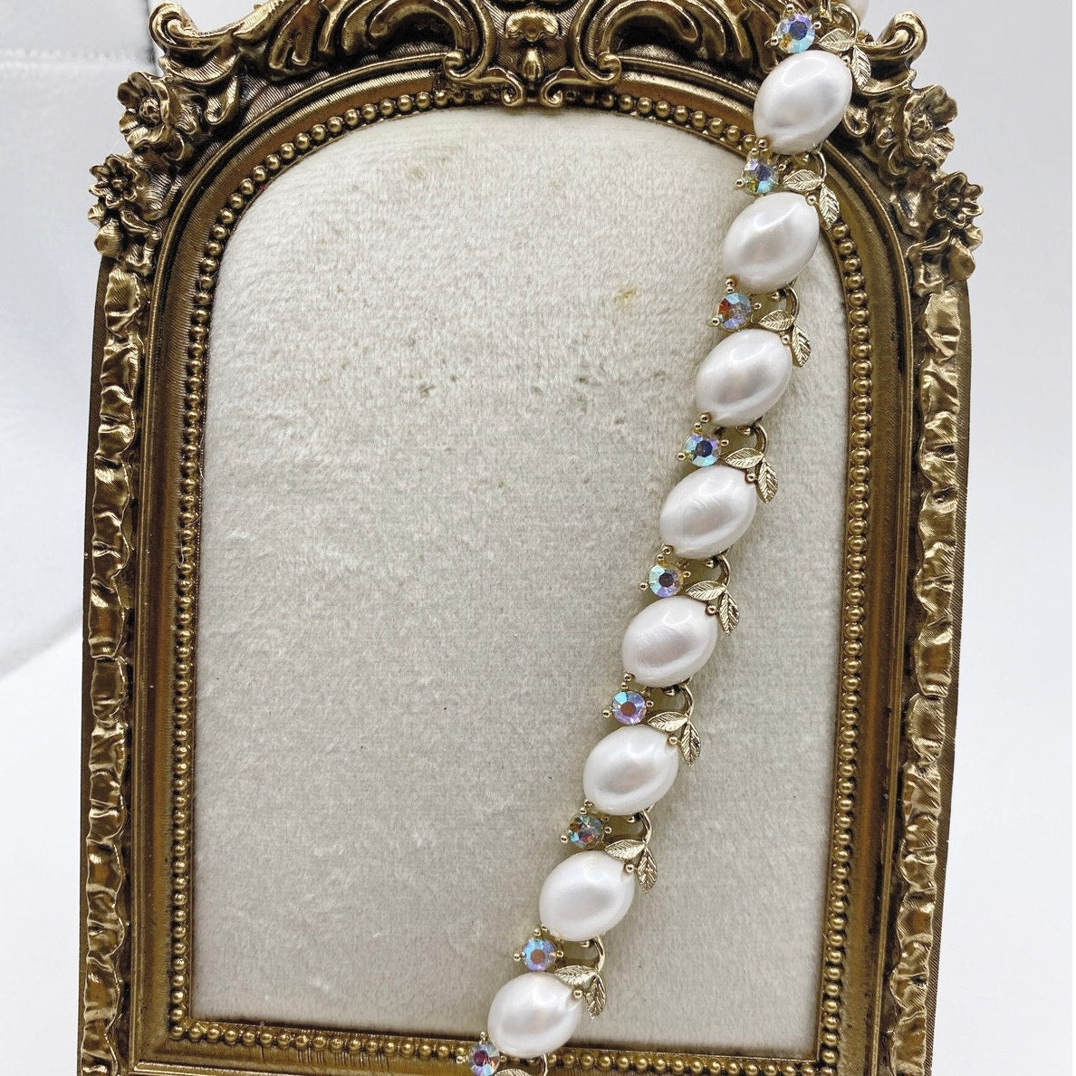 Lisner Vintage Necklace Choker Faux Pearls and AB Rhinestones