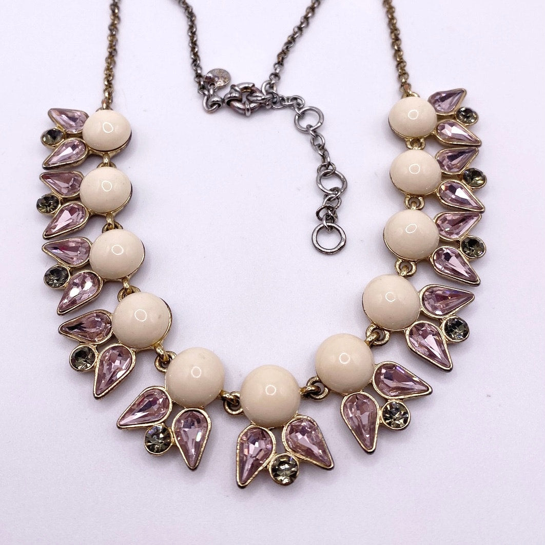 Vintage J Crew Cream Lucite Stones Necklace