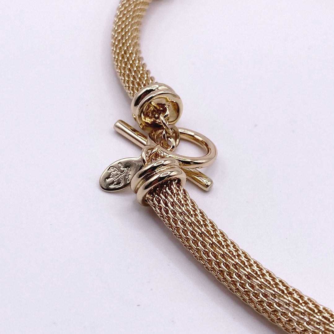 Vintage Signed Mesh Metal Collar Collar Necklace Toggle Closure 16"