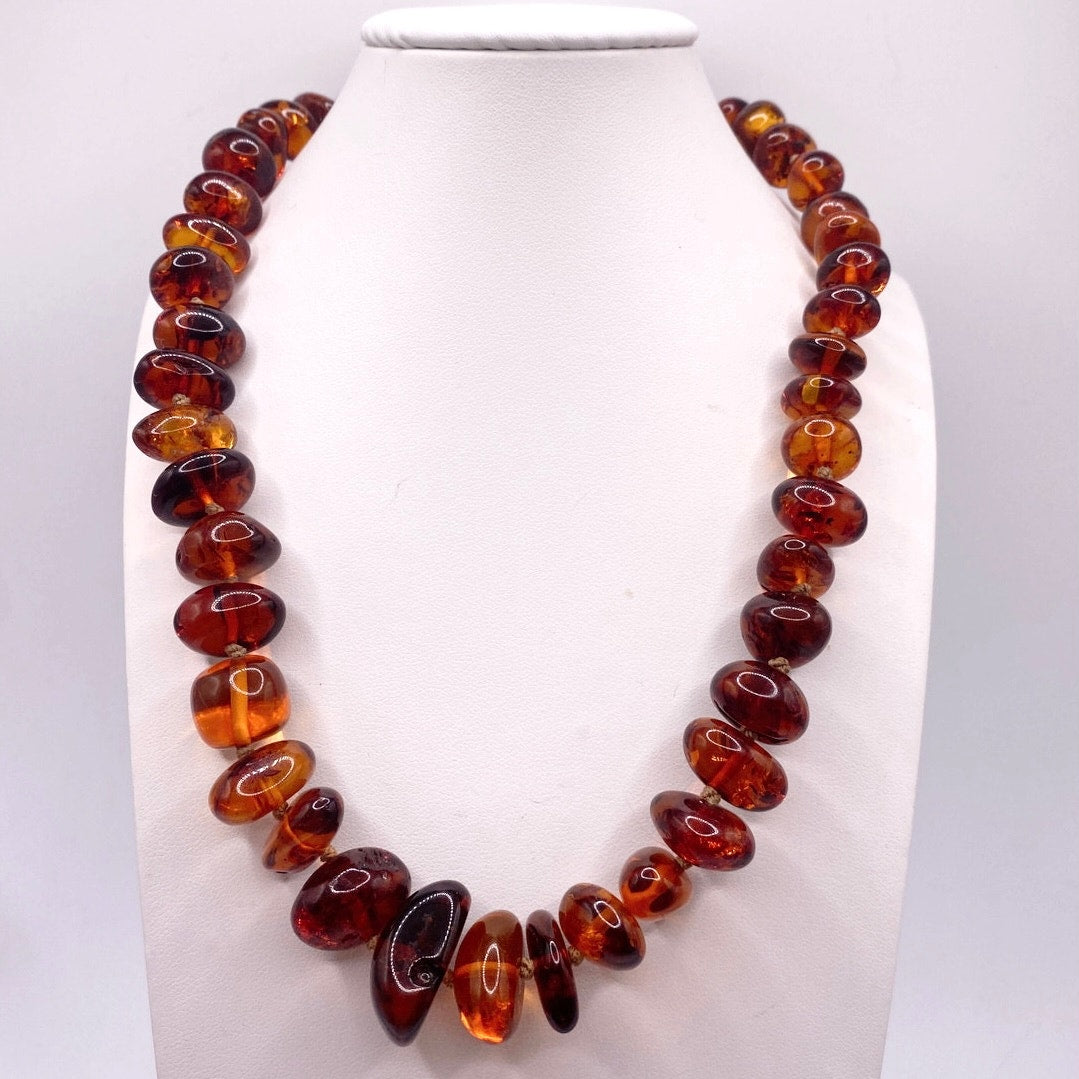Vintage Cognac Amber Set Necklace And Bracelet