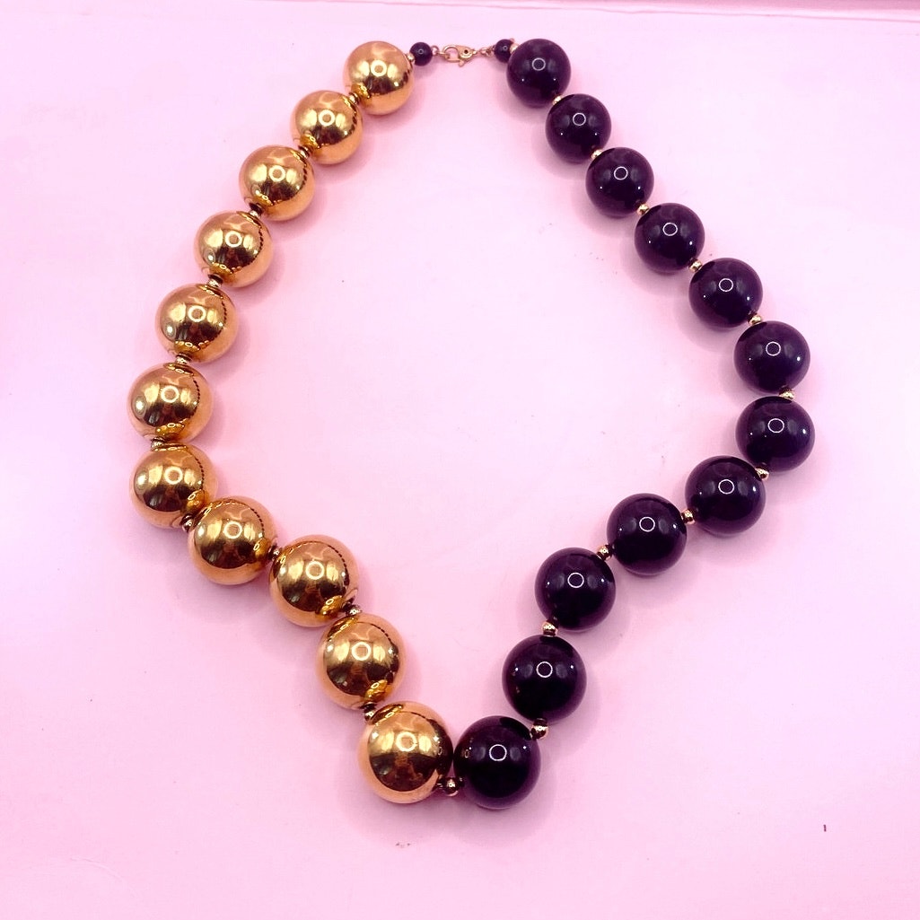 Monet Necklace Black And Gold Tone