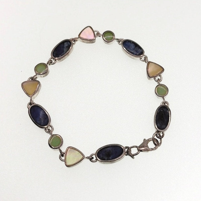 Sterling Silver and Gem Stones Bracelet 7”