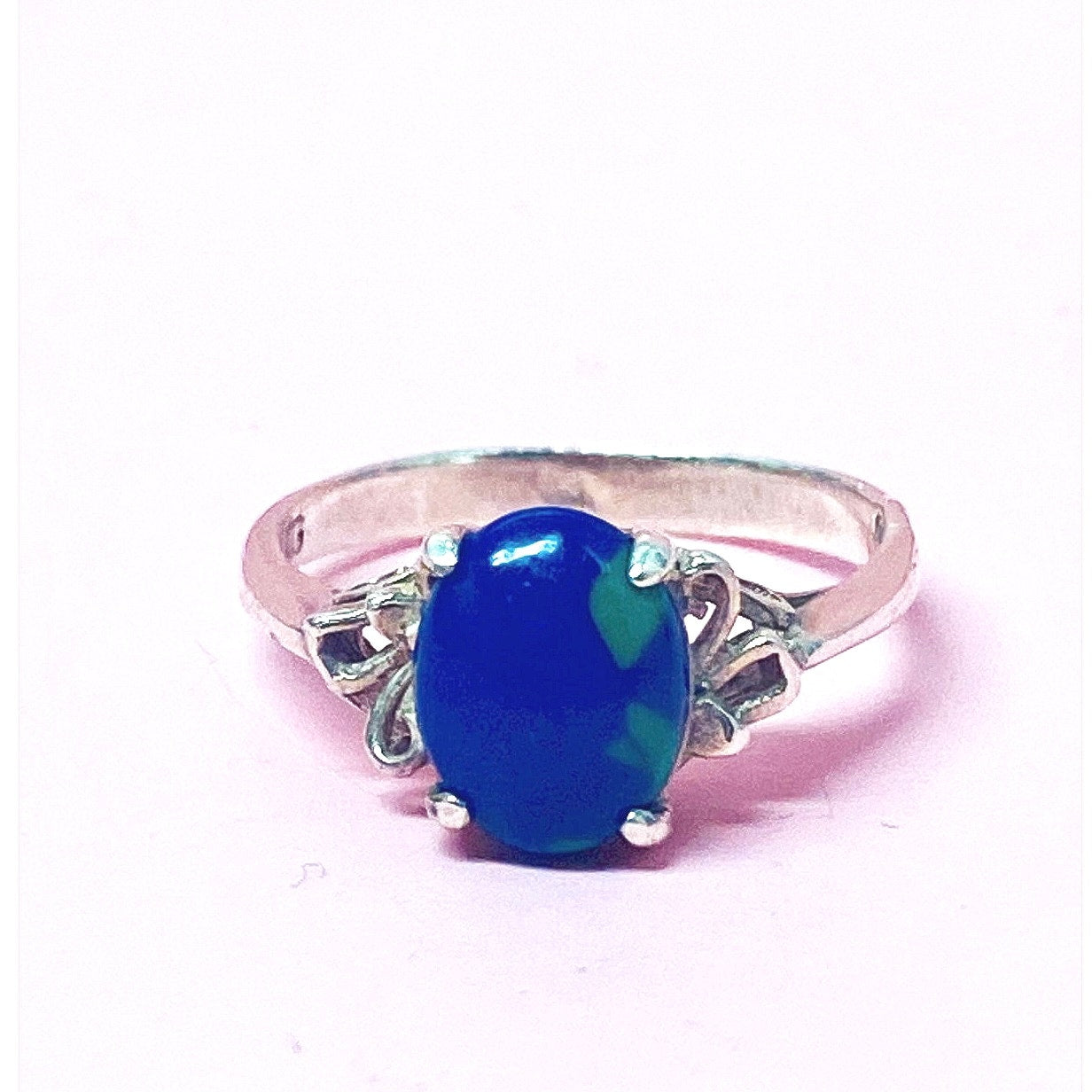 Navajo St Silver and Azurite Malachite Ring