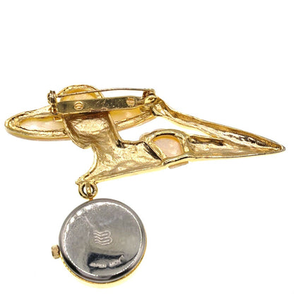 Bonetto Vintage Watch Brooch Lady in Swimming Suit