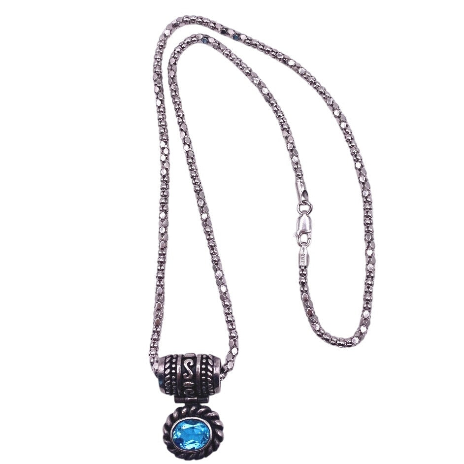 Aqua Marine And Sterling Silver Necklace